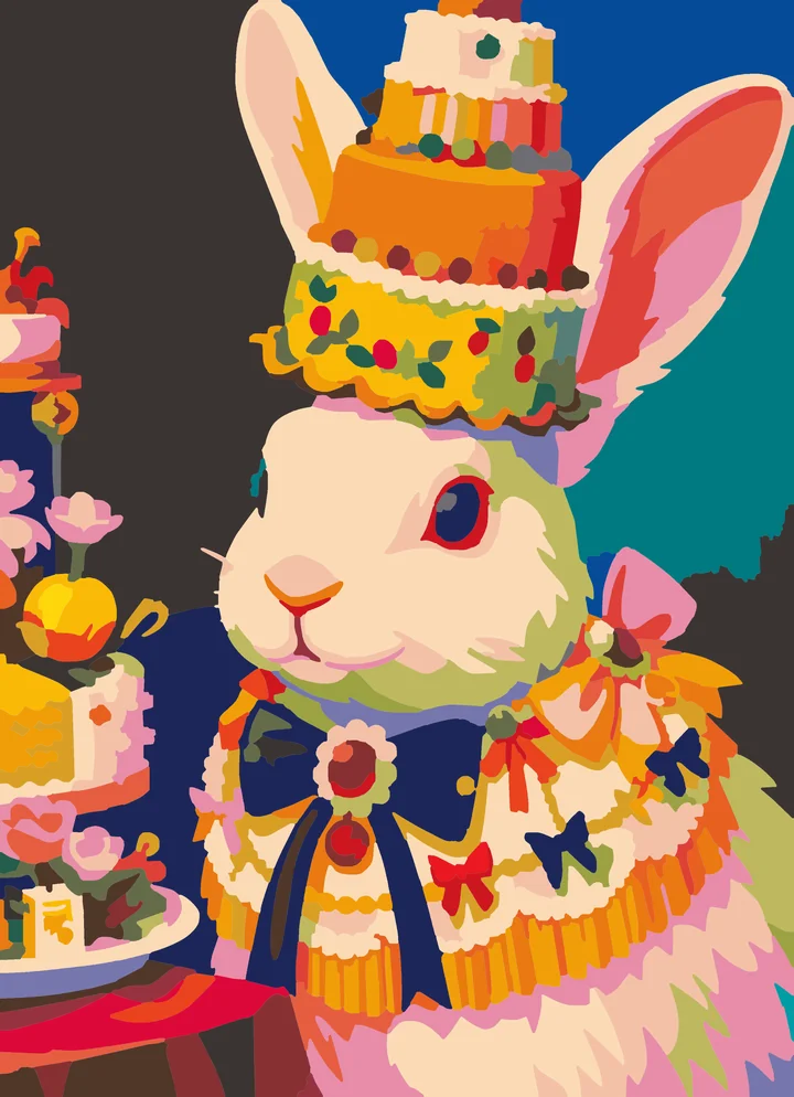 A Hare’s Delightful Dessert Disguise - Fantasy Intermediate paint by numbers kit