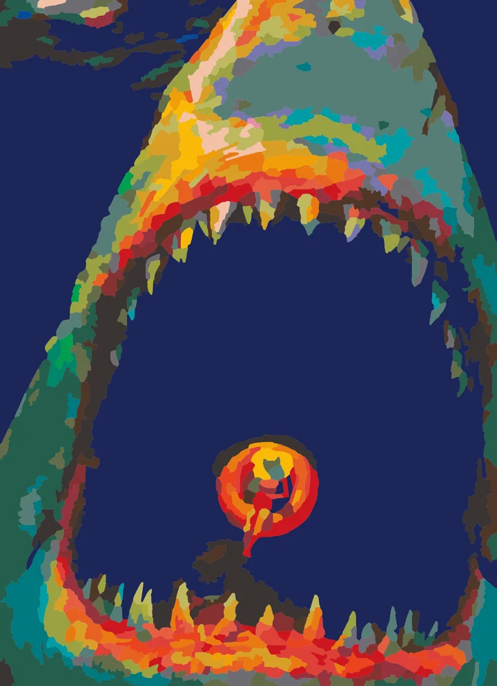 A Jaw-some Afternoon Float - Animals Intermediate paint by numbers kit