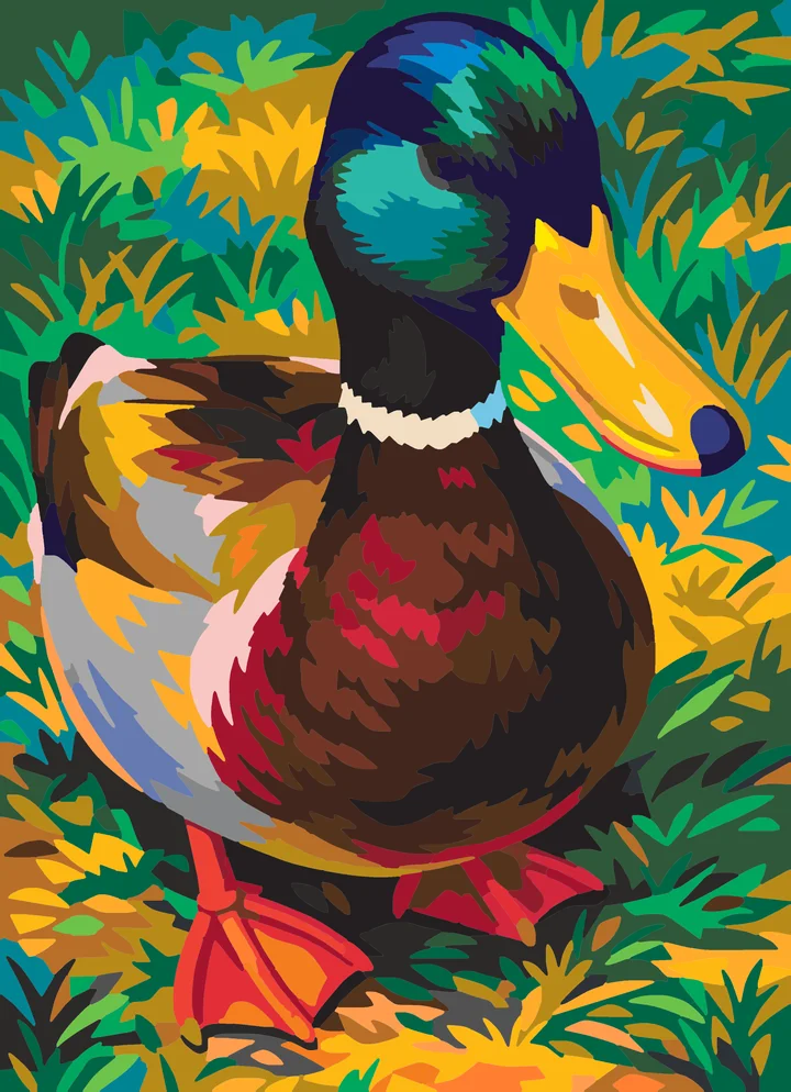 A Mallard’s Measured Gaze paint by numbers kit with 36 colors