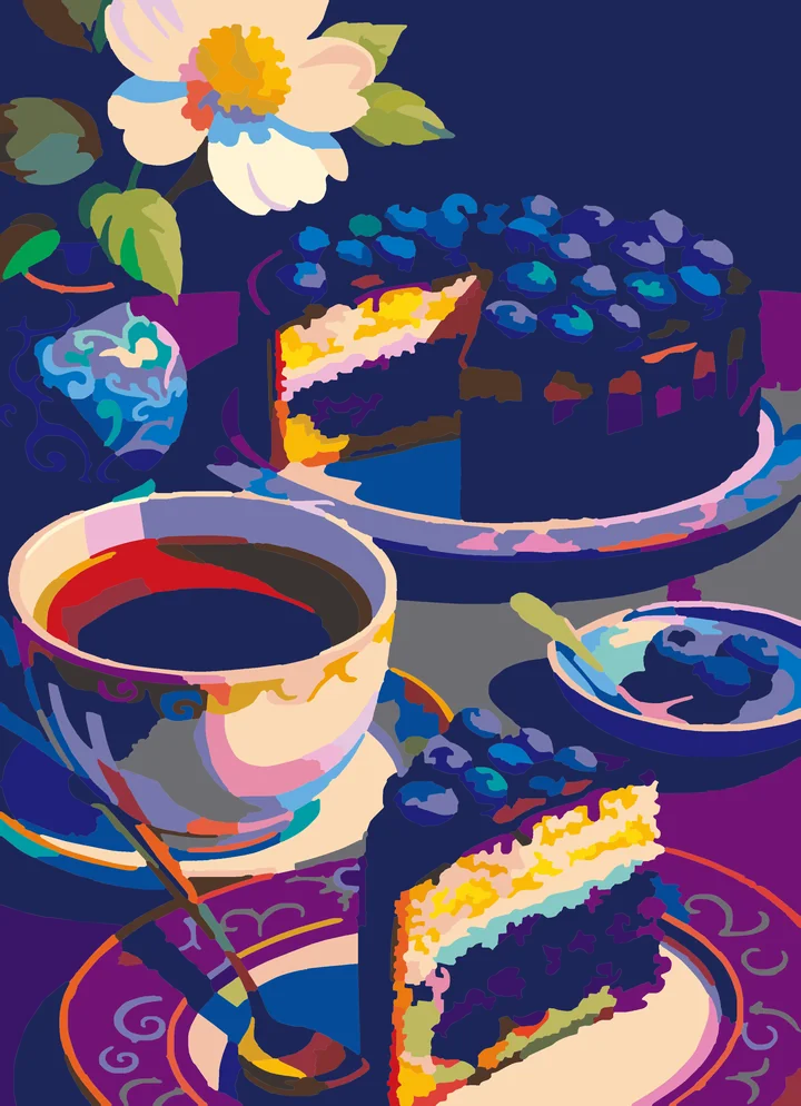 Blueberry Baron’s Slice of Peace - Food & Drink Intermediate paint by numbers kit
