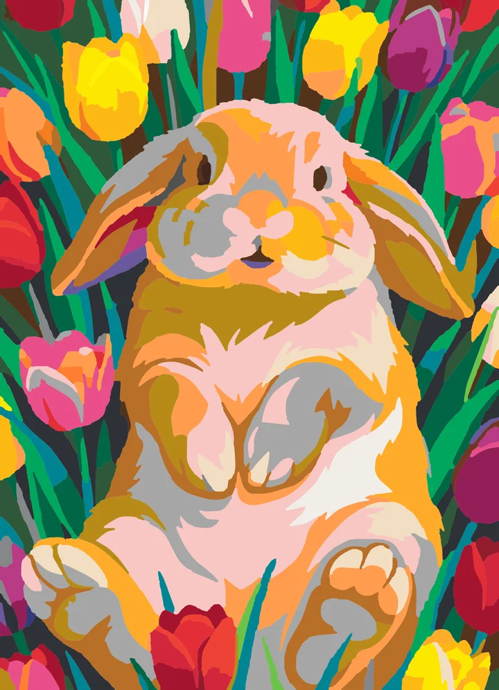 Bunny’s Big Bloom Discovery paint by numbers kit with 39 colors