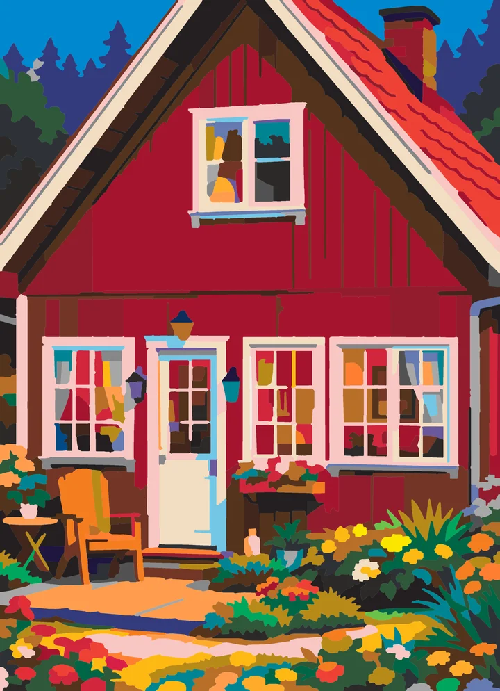 Crimson Cottage’s Calm Embrace paint by numbers kit with 41 colors
