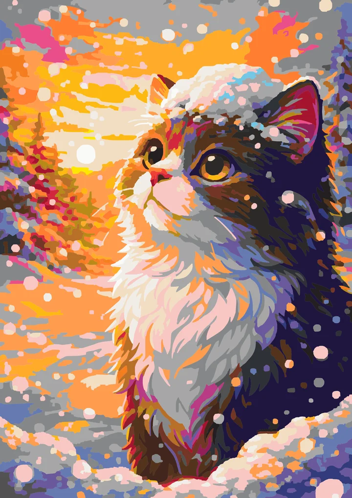 Curious Kitty’s Frosty Crown - Animals Advanced paint by numbers kit