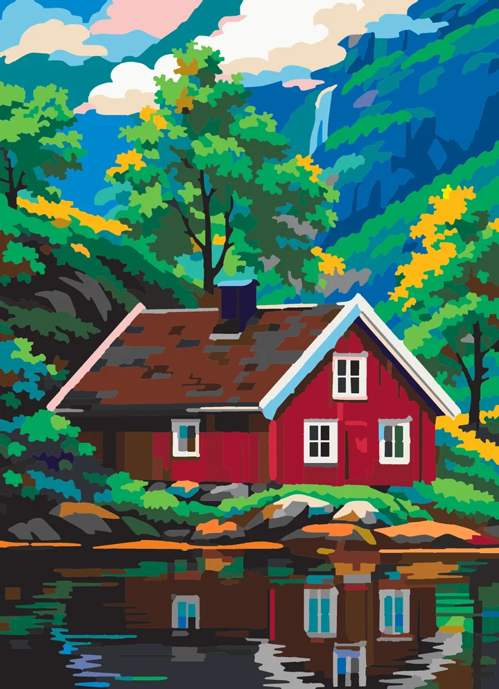 Fjord Home’s Calm Reflection paint by numbers kit with 37 colors