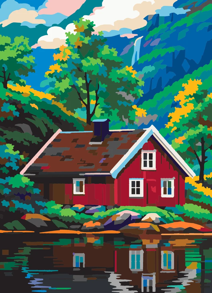 Fjord Home’s Calm Reflection paint by numbers kit with 39 colors