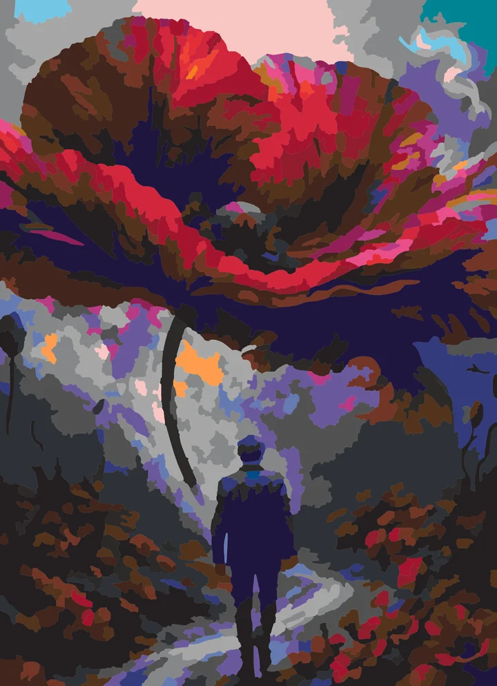 Heeding the Giant Poppy’s Call paint by numbers kit with 26 colors