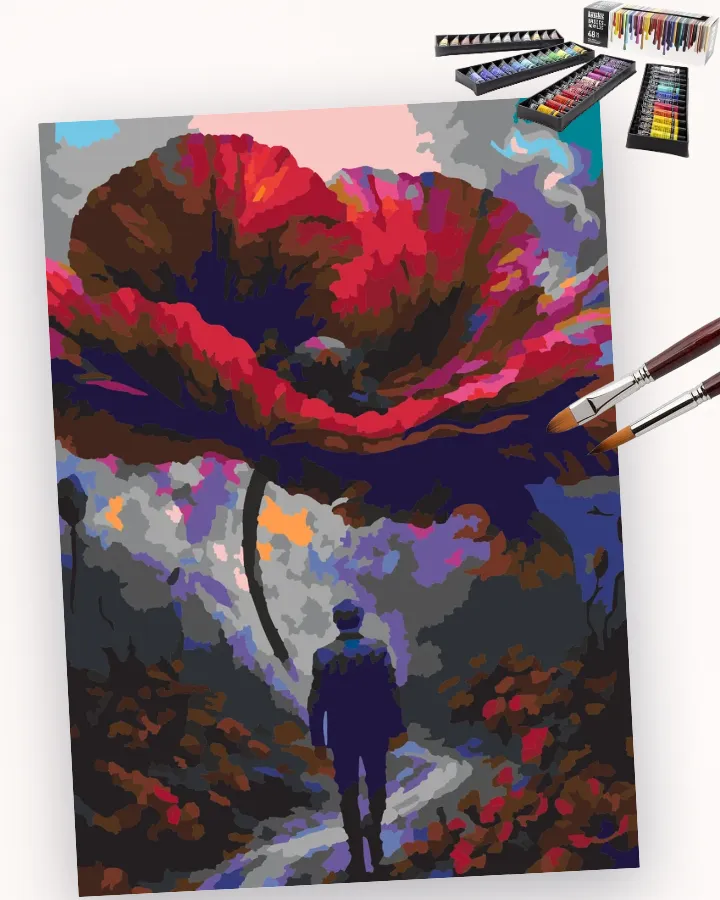 Heeding the Giant Poppy’s Call - Fantasy Beginner paint by numbers kit