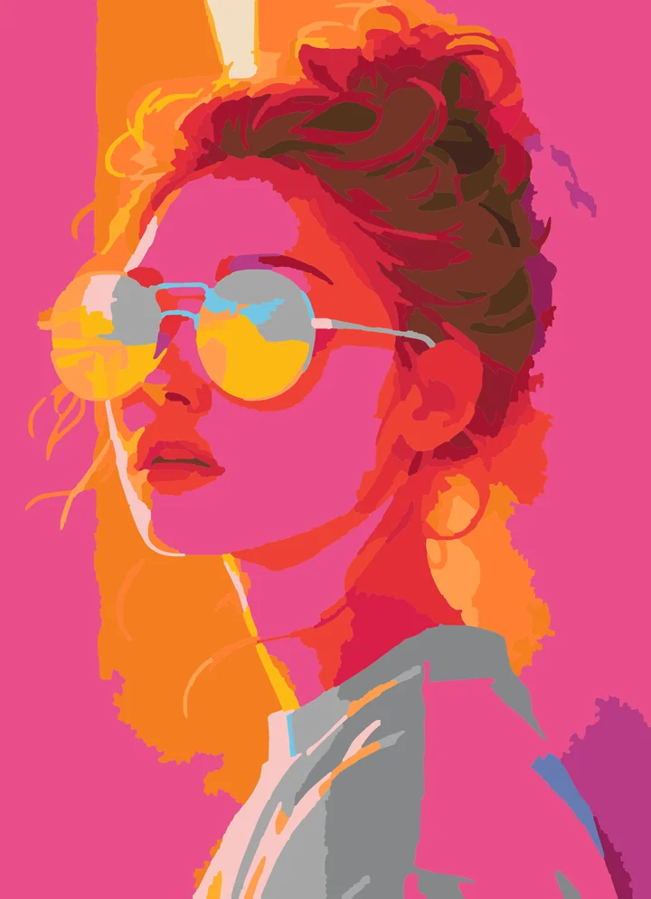 Her Bright Pink Perspective paint by numbers kit with 30 colors