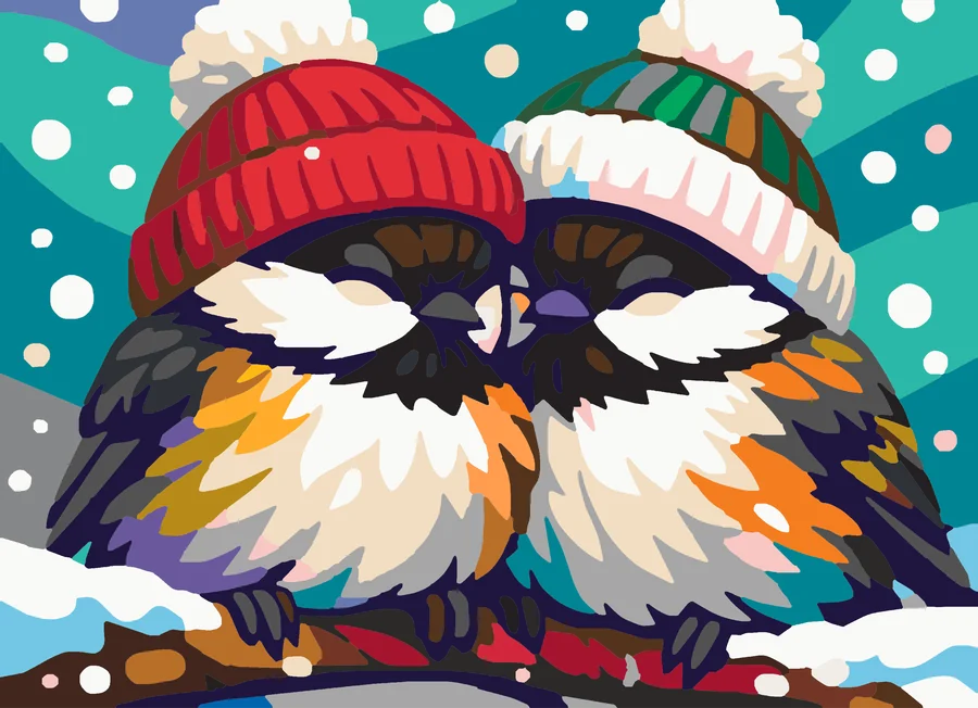 Huddled Hearts in Snowy Hats Liquitex 48 preview