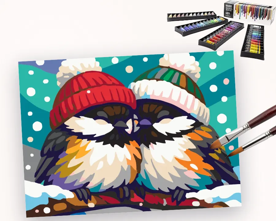 Huddled Hearts in Snowy Hats Liquitex 48 preview