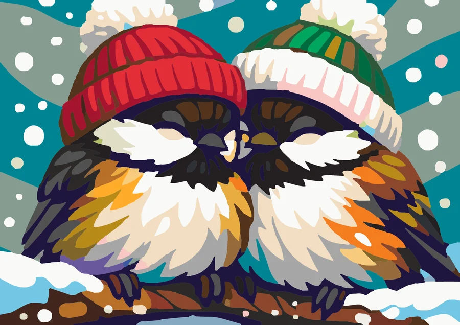 Huddled Hearts in Snowy Hats My Paints preview