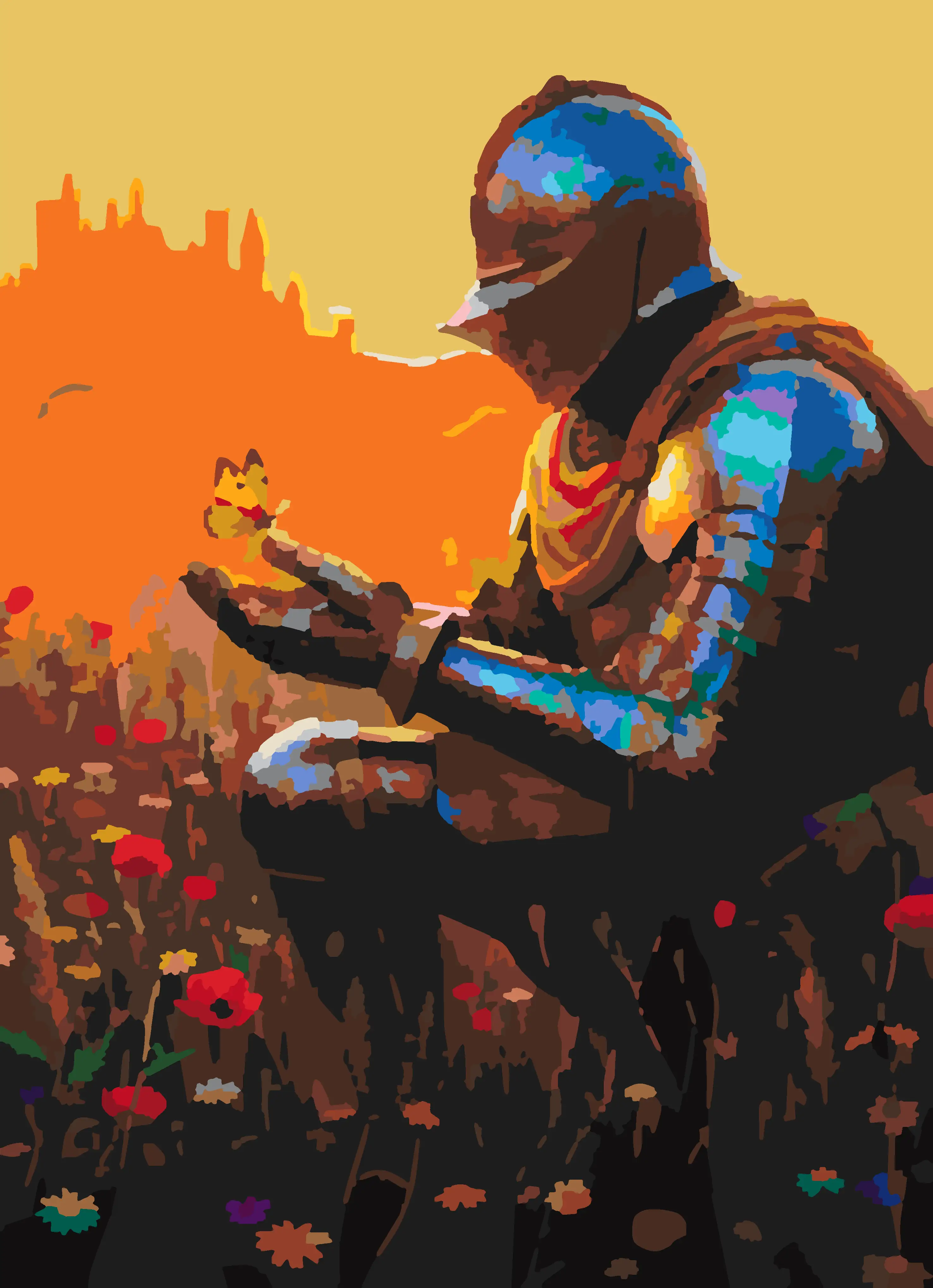 Knight’s Gentle Butterfly Encounter - Fantasy Beginner paint by numbers kit