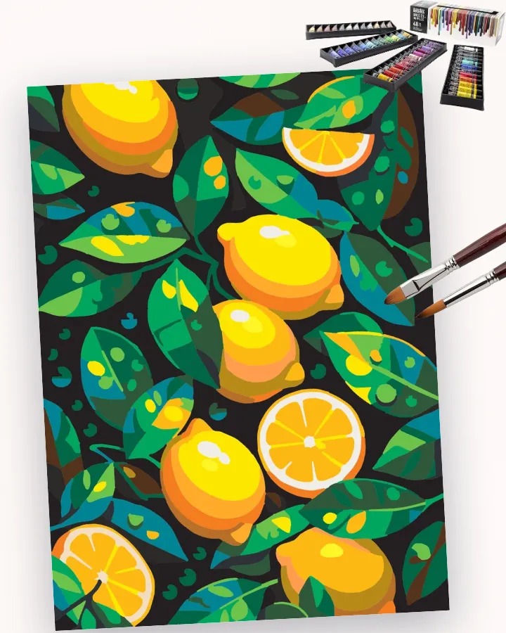 Lemons’ Sparkling Morning Delight - Food & Drink Intermediate paint by numbers kit