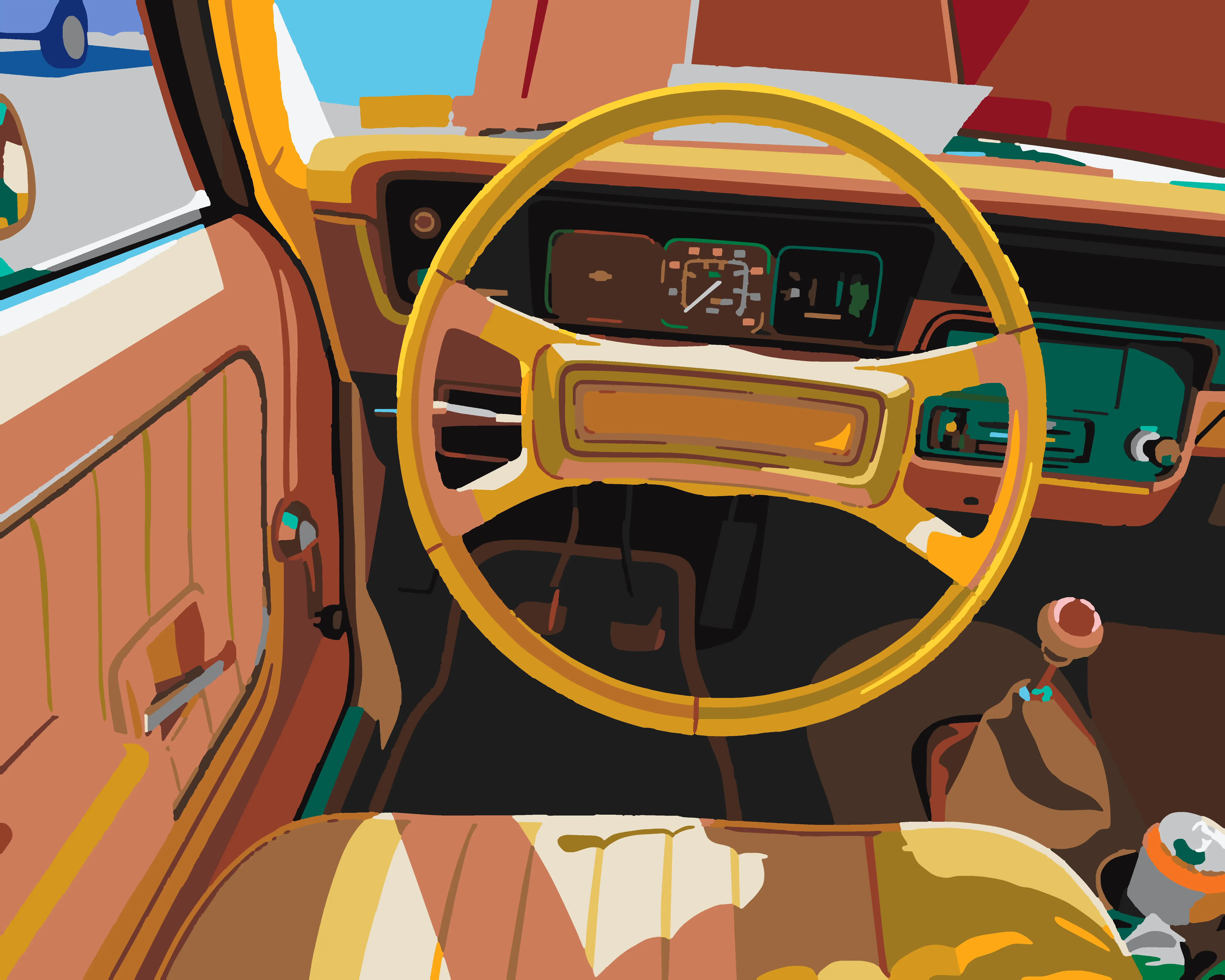 Peaceful Golden Car Interior - Urban Advanced paint by numbers kit