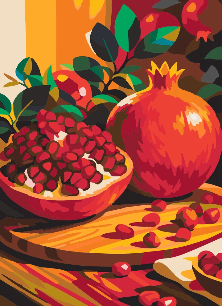 Pomegranate’s Dazzling Red Reveal paint by numbers kit with 30 colors