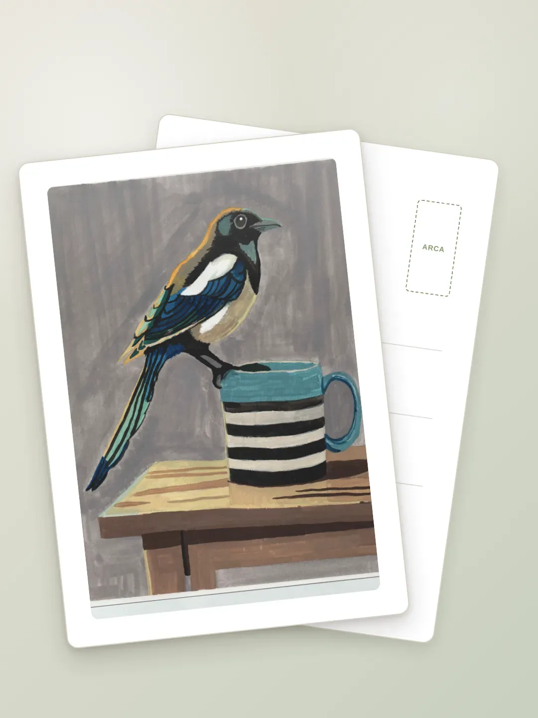 Mug Shot of a Magpie Postcard