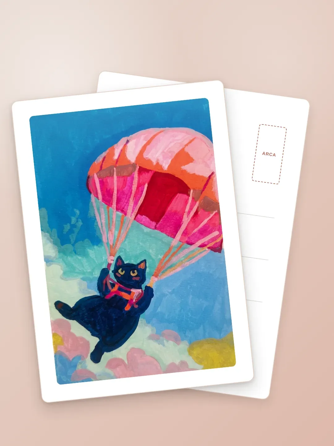 Parachute Cat Postcard