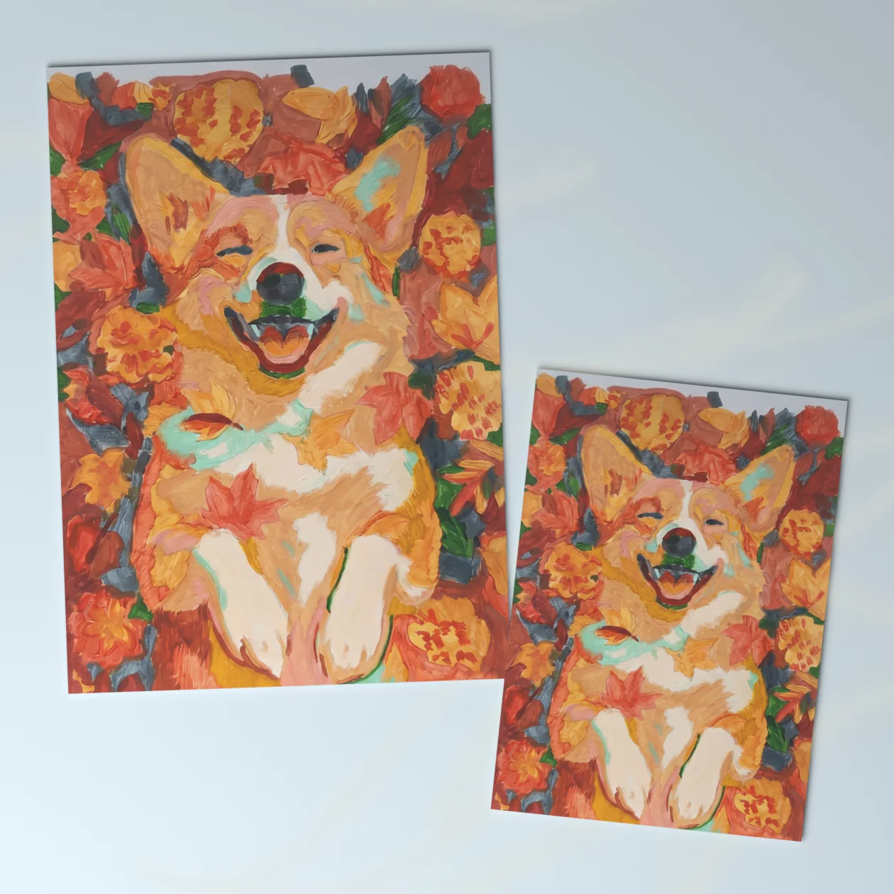 Autumn Corgi Postcard