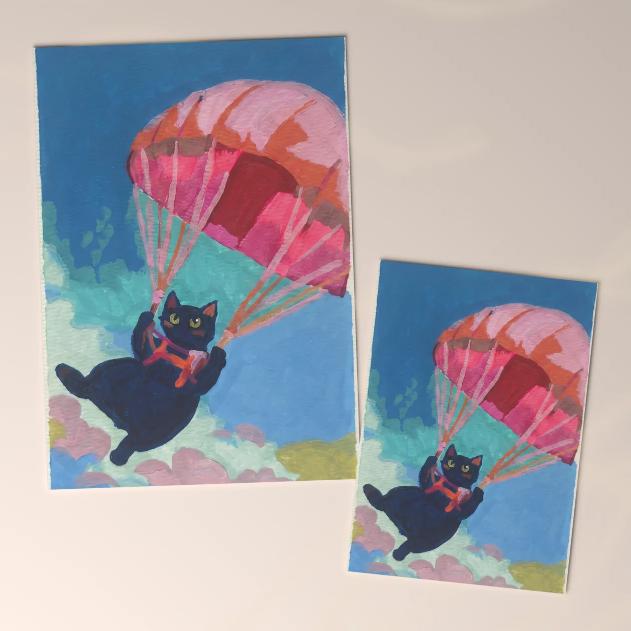 Parachute Cat Postcard
