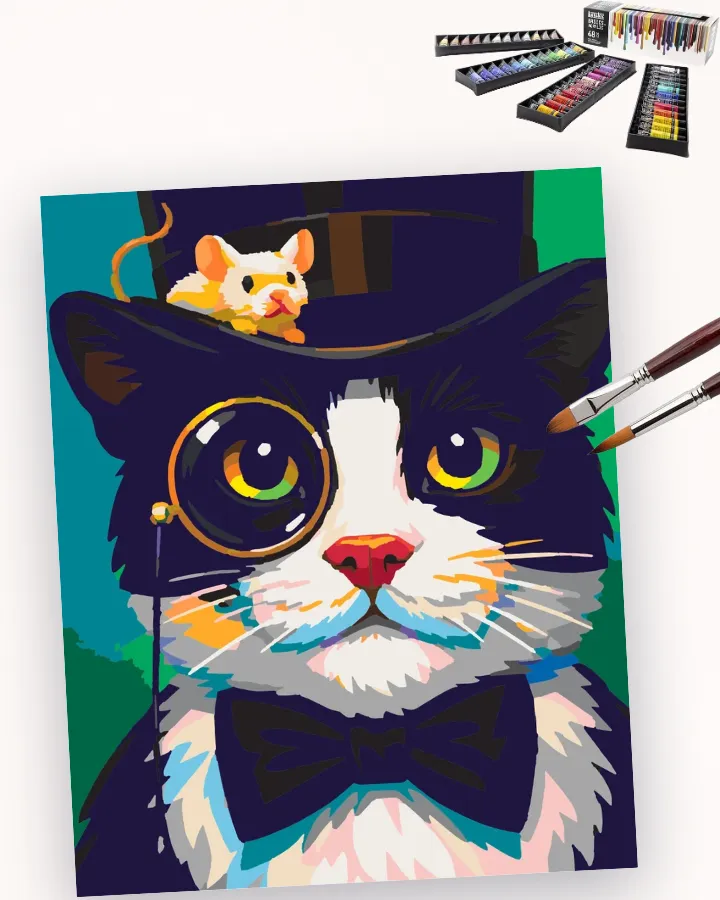 Professor Whiskers and His Assistant - Animals Intermediate paint by numbers kit