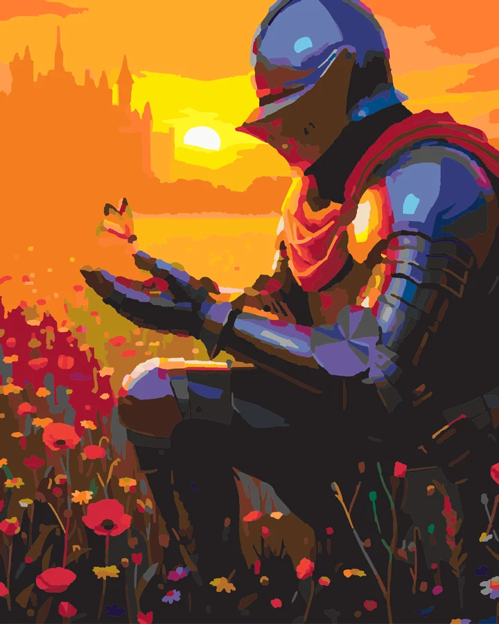 Sir Gallant’s Gentle Winged Guest paint by numbers kit with 37 colors