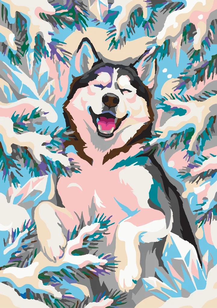 Snow Day Husky’s Blissful Slumber Liquitex 48 preview