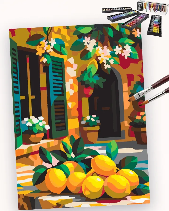 The Lemon’s Lively Siesta - Food & Drink Intermediate paint by numbers kit