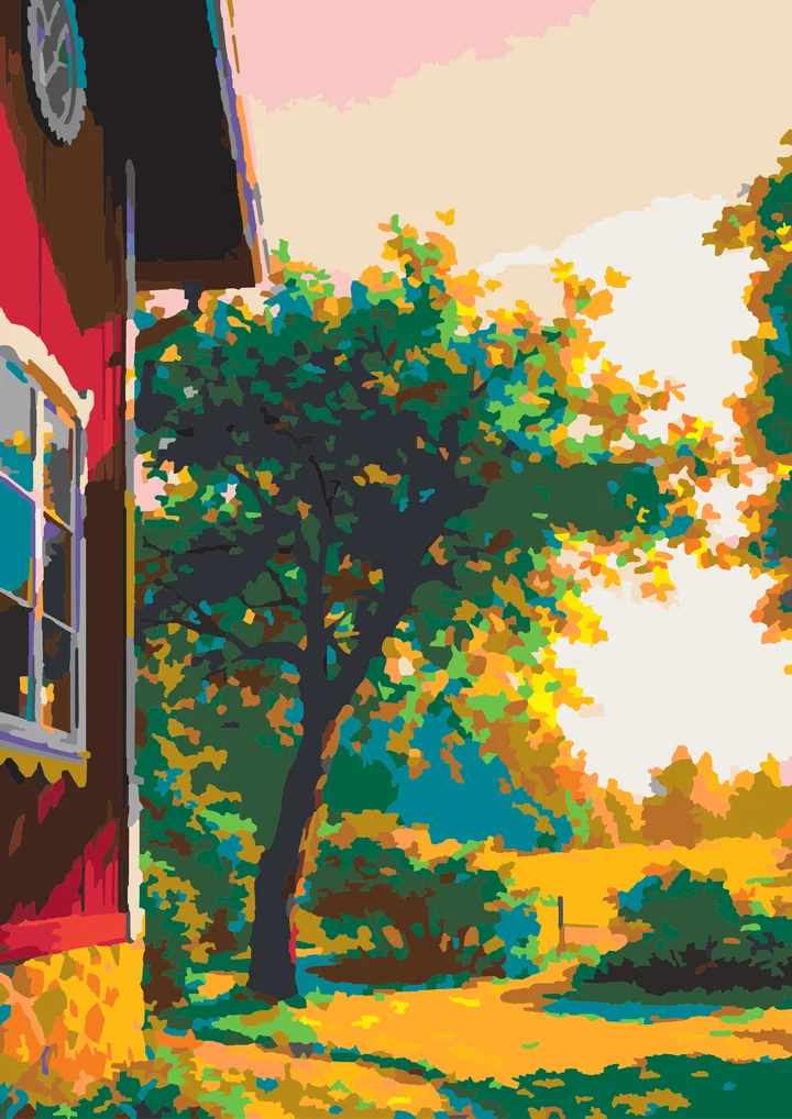 The Red House’s Green Embrace paint by numbers kit with 31 colors