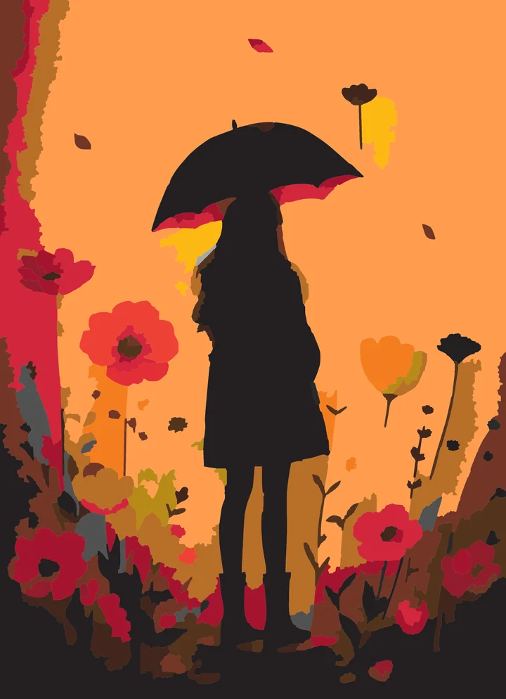 When Poppies Met the Pitter-Patter paint by numbers kit with 18 colors