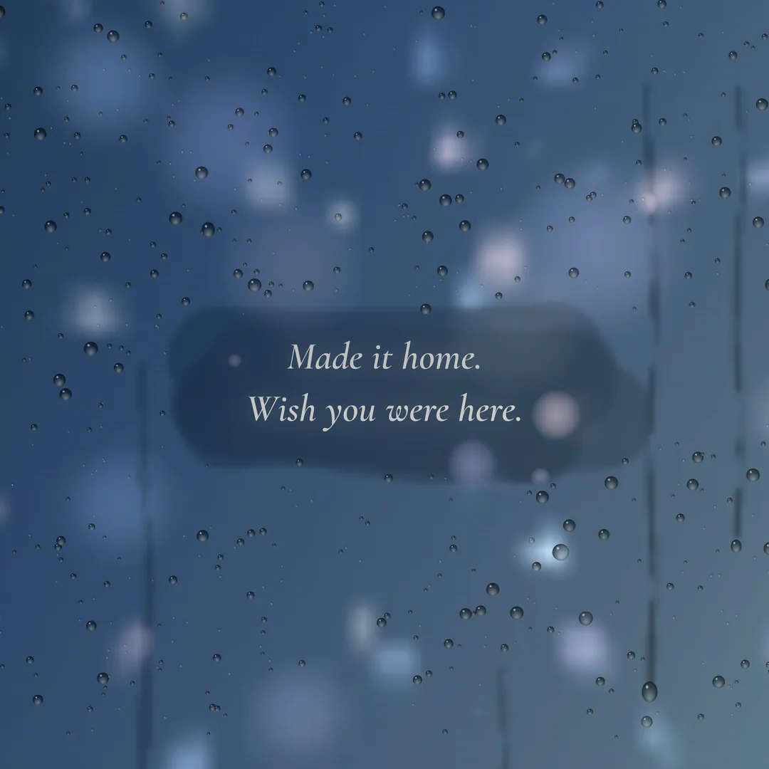Dear design with a revealed letter, midnight glass, luminous bokeh and raindrops